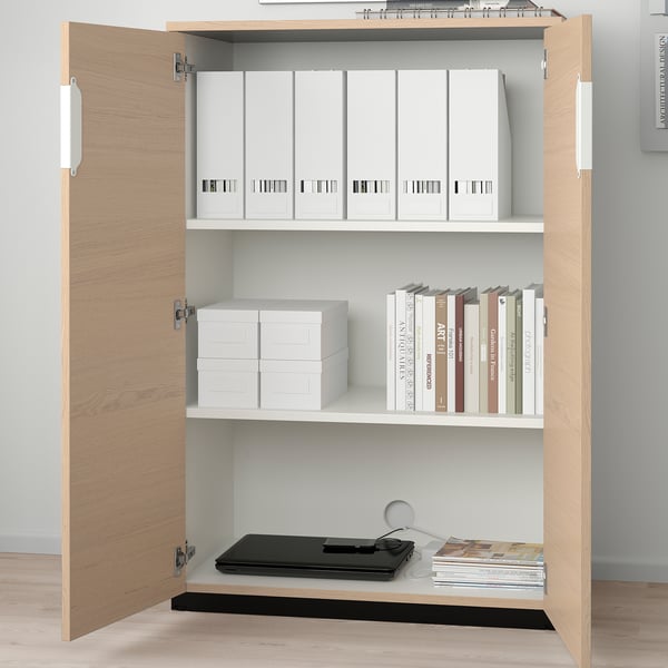 Galant Schrank Mit Turen Eichenfurnier Weiss Lasiert Ikea