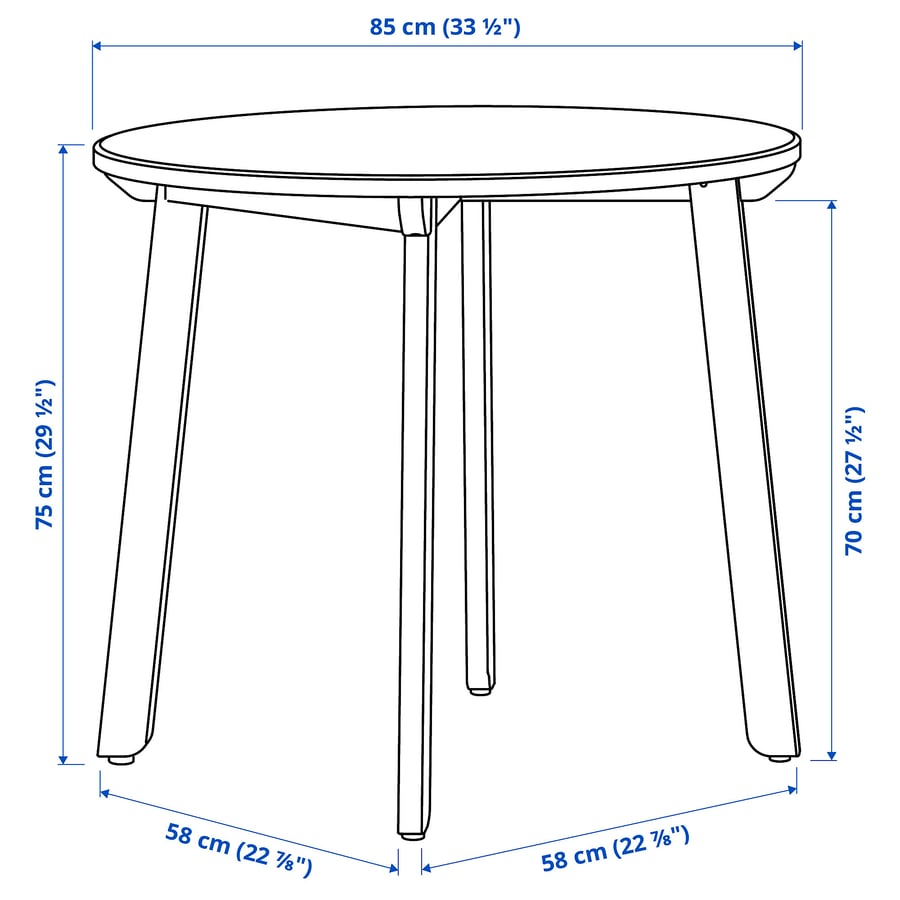 GAMLARED / STEFAN Tisch und 2 Stühle - Antikbeize hell/braunschwarz