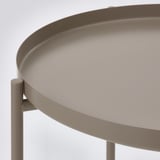 Runder Tabletttisch, modernes Design. Hochwertiger pulverbeschichteter Stahl, langlebig und leicht zu reinigen. Leicht und tragbar, ideal zum Servieren.