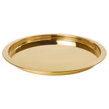 GLATTIS Metalltablett gold, rund mit erhöhtem Rand, stilvolles Edelstahl-Design zum Servieren oder Ausstellen.