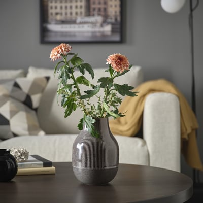 GRADVIS Vase mit rosa Blumen, Schale, Büchern & Couch.