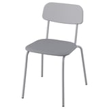 Moderner grauer GRÅSALA Stuhl mit gepolstertem Sitz, flexibler Rückenlehne und leichten Metallbeinen.