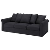 GRÖNLID: dunkelgraues 3-Sitzer-Sofa mit bequemen, abnehmbaren Kissen. Modernes Design, langlebiger, umweltfreundlicher Stoff.
