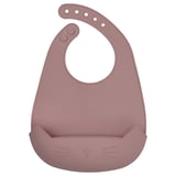 GULDVÄVARE rosa Babylätzchen aus Silikon mit Katzendesign, verstellbarem Hals und verschütteter Tasche.