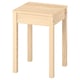 Leichter Holzhocker, quadratische Platte, vier Beine, schlichtes Design. HÄGERNÄS von ikea.