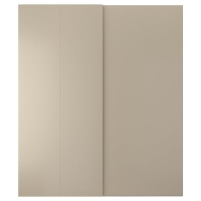 Beige HASVIK Schiebetür, glatte Oberfläche. Modernes, minimalistisches Design.