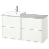 HAVBÄCK Waschtisch: weißer Schrank, quadratisches Waschbecken, Wandmontage, modernes, minimalistisches Design.