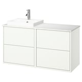 Weißer Badezimmer-Waschtisch, Marmorplatte, rechteckig. Spüle, modernes Design