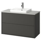 HAVBÄCK dunkelgrauer Waschtisch, rechteckiges Waschbecken, schlankes Design.