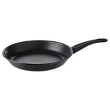 HEMLAGAD schwarze Bratpfanne; Antihaftbeschichteter, runder, induktionsfreundlicher Silikongriff.