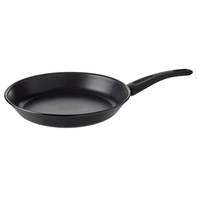 HEMLAGAD schwarze Bratpfanne; Antihaftbeschichteter, runder, induktionsfreundlicher Silikongriff.