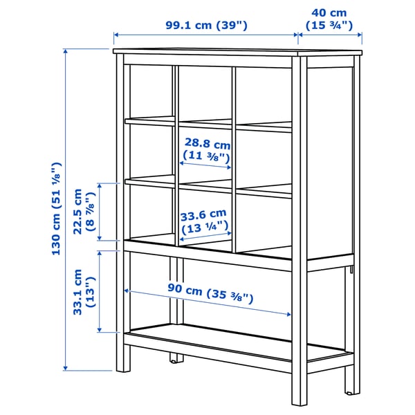 Abbildung mit Maßen für das Produkt: HEMNES.