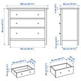 Abbildung mit Maßen für das Produkt: HEMNES.