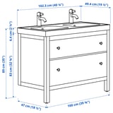 Abbildung mit Maßen für das Produkt: HEMNES.