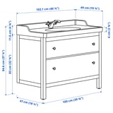 Abbildung mit Maßen für das Produkt: HEMNES.