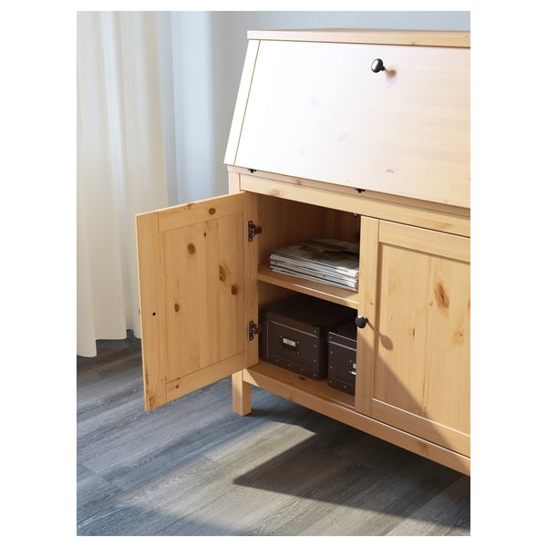 HEMNES Sekretär, hellbraun, 89x108 cm