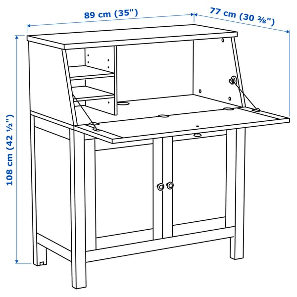 HEMNES Sekretär, hellbraun, 89x108 cm