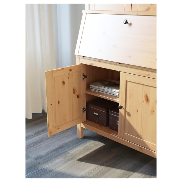 HEMNES Sekretär mit Aufsatz, hellbraun, 89x198 cm