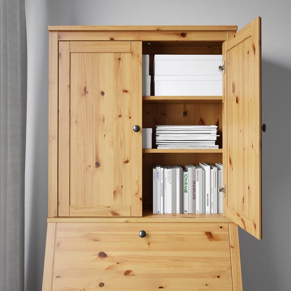 HEMNES Sekretär mit Aufsatz, hellbraun, 89x198 cm