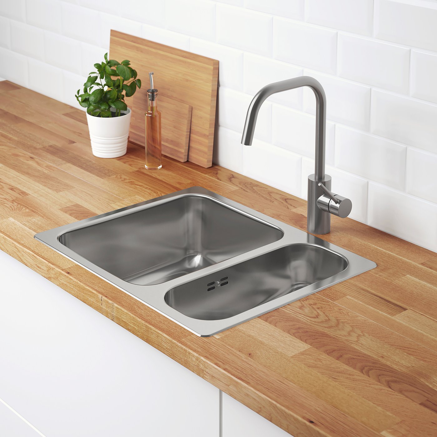 HILLESJÖN Einbauspüle 1 1/2 Becken, Edelstahl. Hier bestellen - IKEA ...
