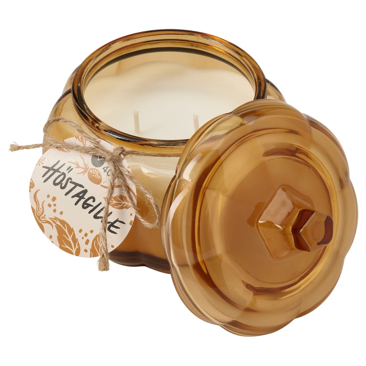 HÖSTAGILLE Duftkerze im Glas, 2 Dochte , Würziger Kürbis/braun, 40 Std ...