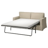 HYLTARP Schlafsofa, beige, Polsterstoff, Plüschkissen, zum Schlafen umwandelbar.