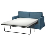 Blaues Schlafsofa, modern und bequem.