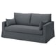 Option: Graues HYLTARP-Sofa, schlankes Design mit weichen Kissen, einladend und bequem für die Familie.