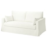 Weißes HYLTARP-Sofa. Gepolstert mit Baumwolle und Polyester. Weiche, rechteckige Form mit klaren Linien.