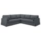 Eckcouch, grau, modernes Design mit klaren Linien, weiche Kissen.