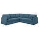 HYLTARP blaues L-förmiges Sofa, schlankes Design, weiche Kissen, strapazierfähiger Stoff.