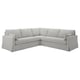 Hellgraues Ecksofa, sauberes, modernes Design mit Kissen, bequem zum Entspannen.