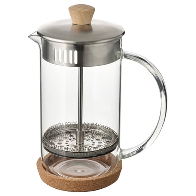 IKEA 365+ Tee-/Kaffeezubereiter aus Glas, Stahl und Bambus.