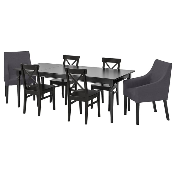 Ingatorp Ingolf Tisch Und 6 Stuhle Schwarz Sporda Dunkelgrau Ikea Osterreich