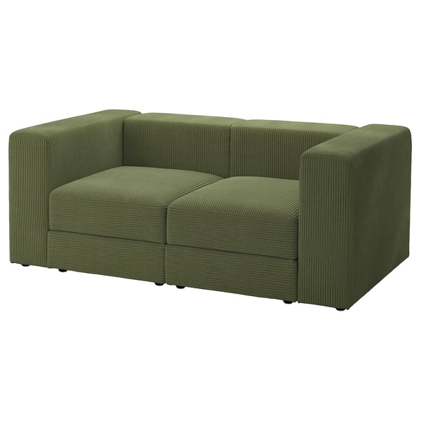 JÄTTEBO Sofa: olivgrün, Cord. Modernes, modulares Design mit klaren Linien und Sitzablage.