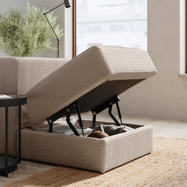 JÄTTEBO Sofa, beige, gestreifter Stoff, modernes Design mit Stauraum, bequemer Sitz.