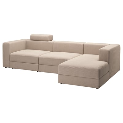 JÄTTEBO modulares Sofa, beige, geschwungenes Design, Cordgewebe, bequem und praktisch mit Stauraum.