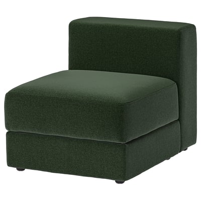 Ein grünes JÄTTEBO-Modul mit weichem, plüschigem Stoff und quadratischer Form.