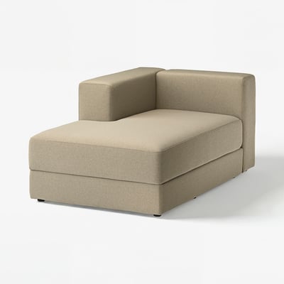 JÄTTEBO beige Chaiselongue, modern, modular, weicher Stoff, gebogener Rücken, Aufbewahrung.