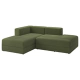 Grünes JÄTTEBO-Sektionssofa mit Chaiselongue. Modern, bequem, breite Sitzfläche, tiefe Sitze, klare Linien.
