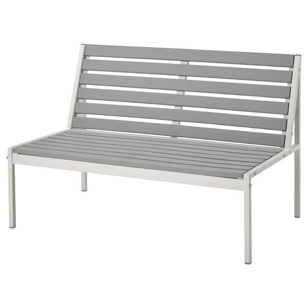 JOLPEN modernes graues Outdoor-Sofa, Metall und Kunststoff, schlankes Design, langlebig.