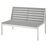 JOLPEN modernes graues Outdoor-Sofa, Metall und Kunststoff, schlankes Design, langlebig.