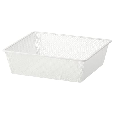Weißer JONAXEL Mesh-Aufbewahrungskorb, rechteckiges, robustes, luftiges Design.
