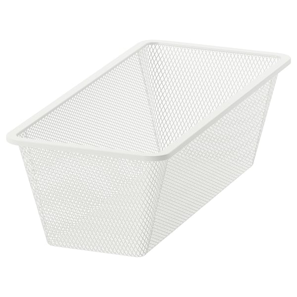 Weißer JONAXEL Gitterkorb, rechteckiges, stabiles Stahlgestell, luftiges Design.
