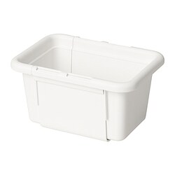 KACKLA weiße ausziehbare Box, Kunststoff, rechteckige Form, minimalistisches Design.