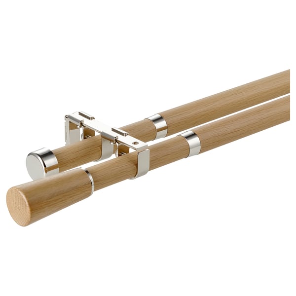 KÄGELKAKTUS Gardinenstangen-Set doppelt, Eichenachbildung, 120-210 cm 28 mm