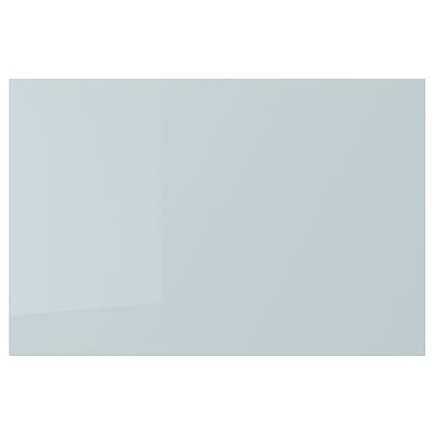 KALLARP moderner grau-blauer, glänzender Küchenschrank mit schlanken, geraden Linien.