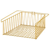 KALLAX Korb aus Golddraht, rechteckig mit Metallgriffen, modernes Design.