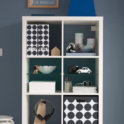 KALLAX Glasböden, klar, quadratisch, stapelbar, modernes Design.