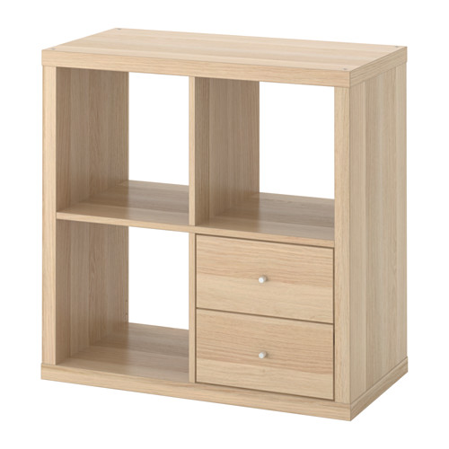 KALLAX Regal mit Schubladen - Eichenachbildg weiß las. - IKEA